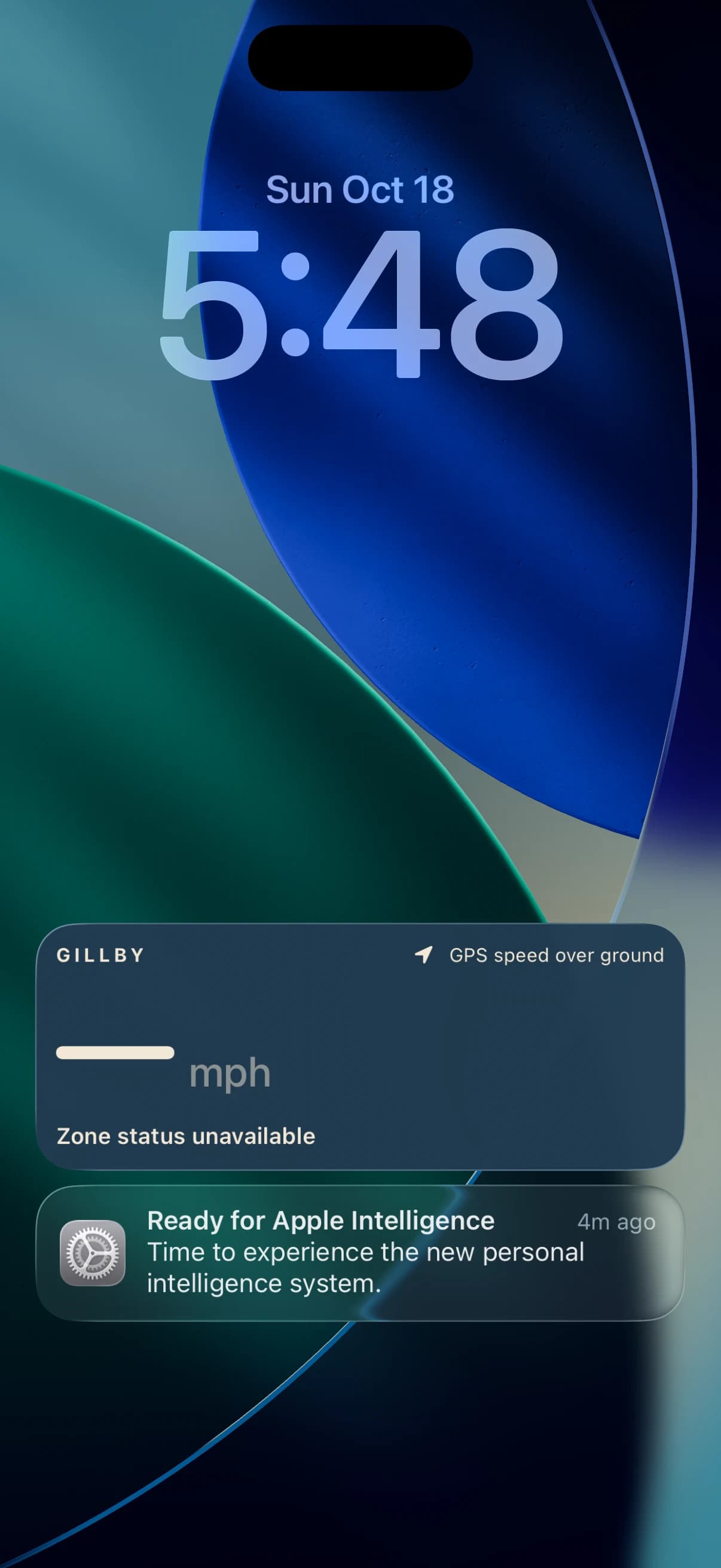 Gillby boating Live Activity on an iPhone Lock Screen with unavailable GPS retained