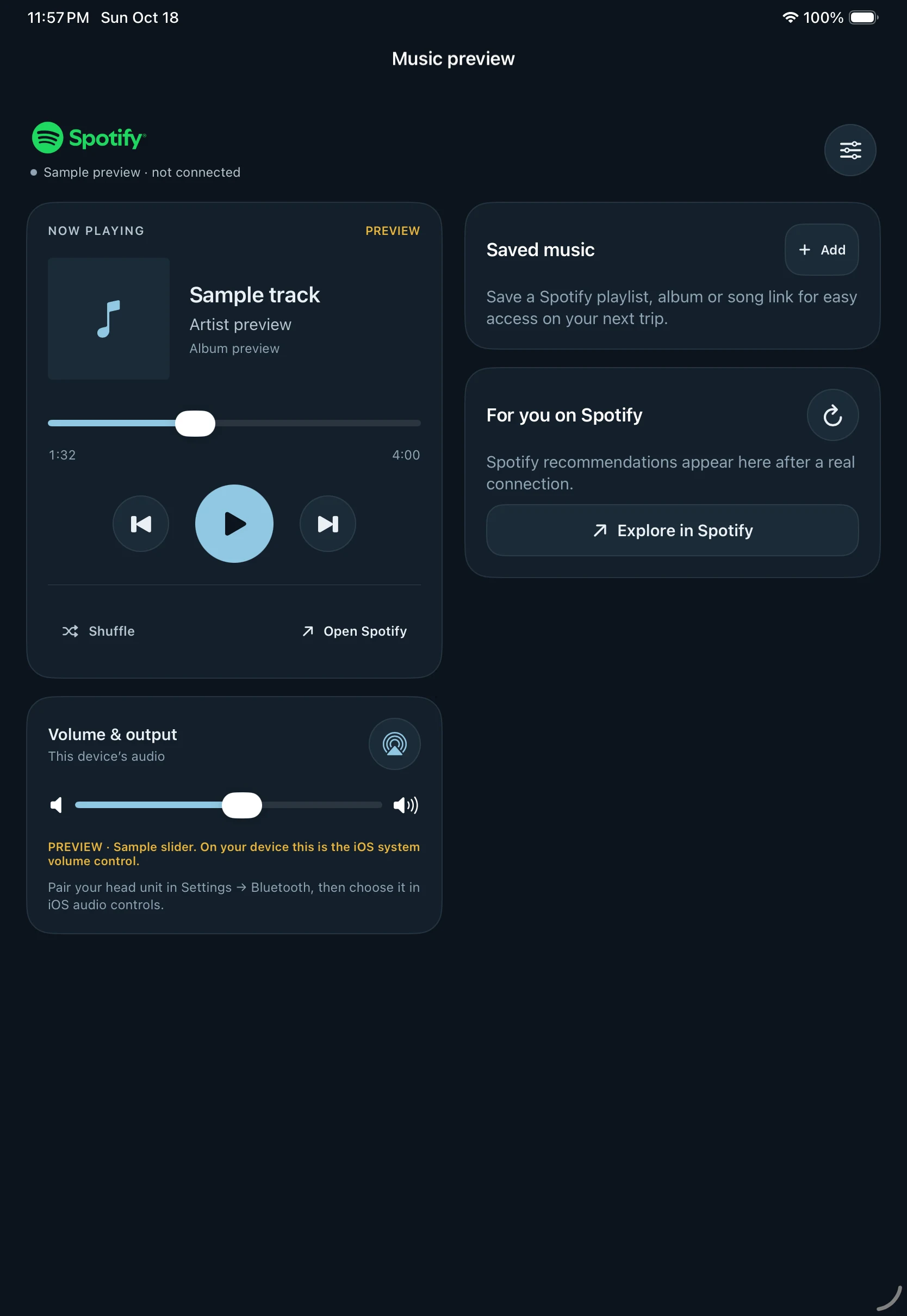 Gillby iPad Spotify music player development preview